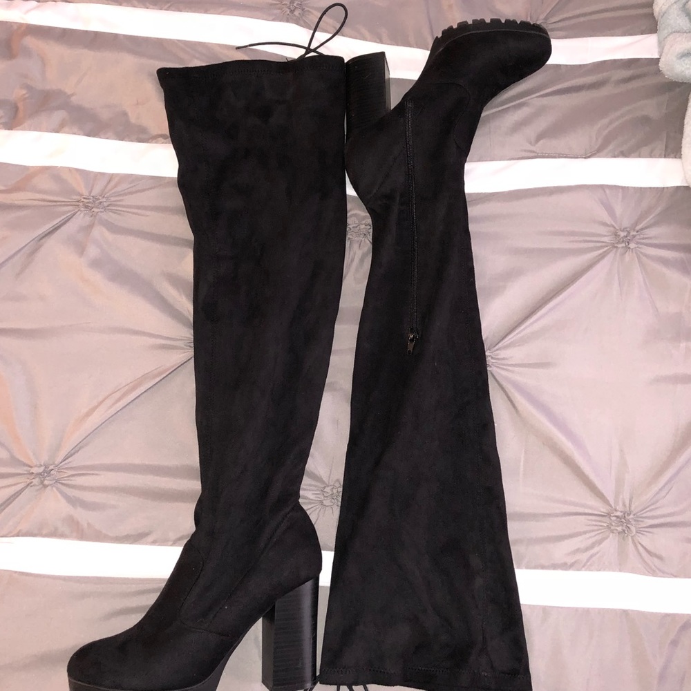 Over the knee faux suede boots